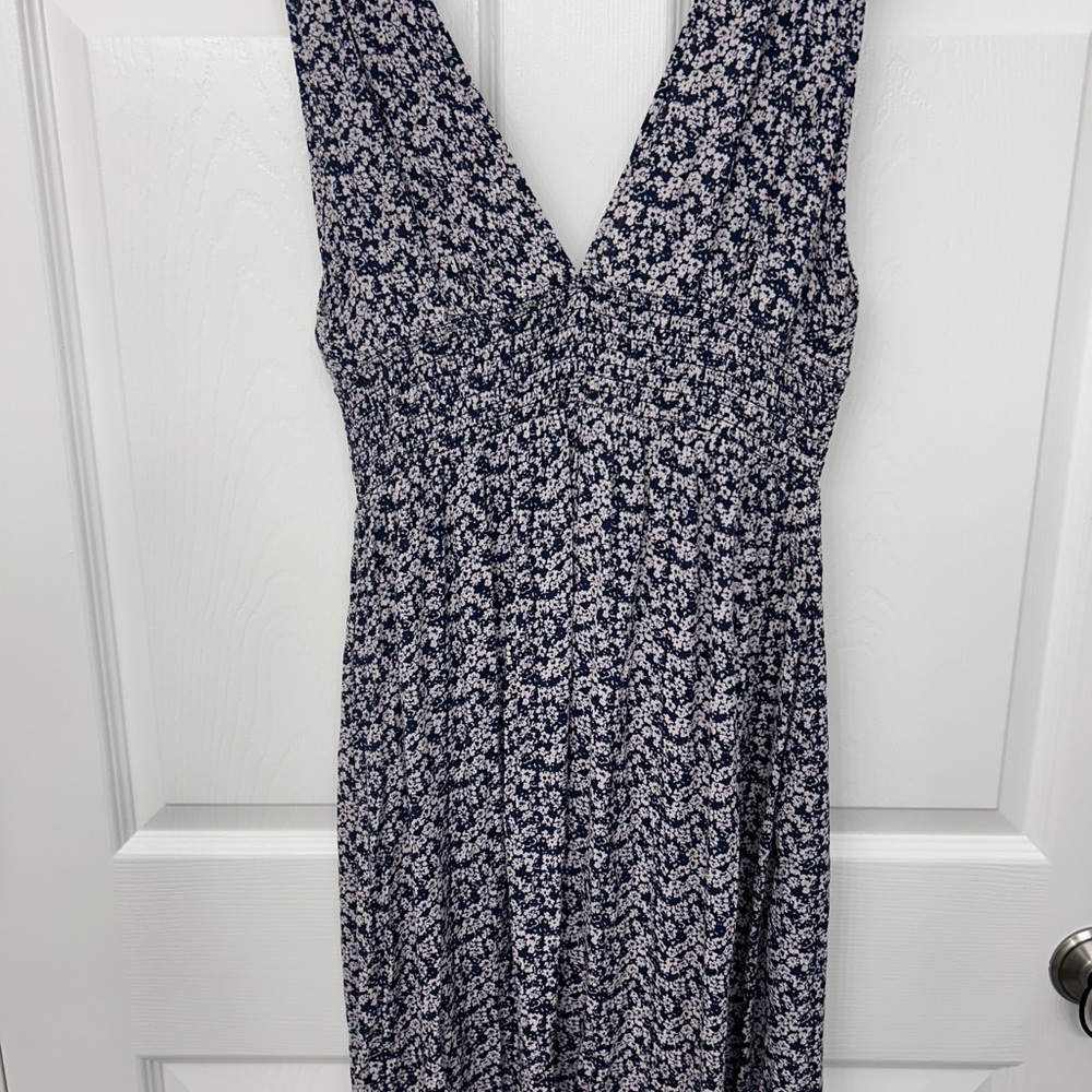 Roxy Maxi Blue and Gray V-Neck Sundress